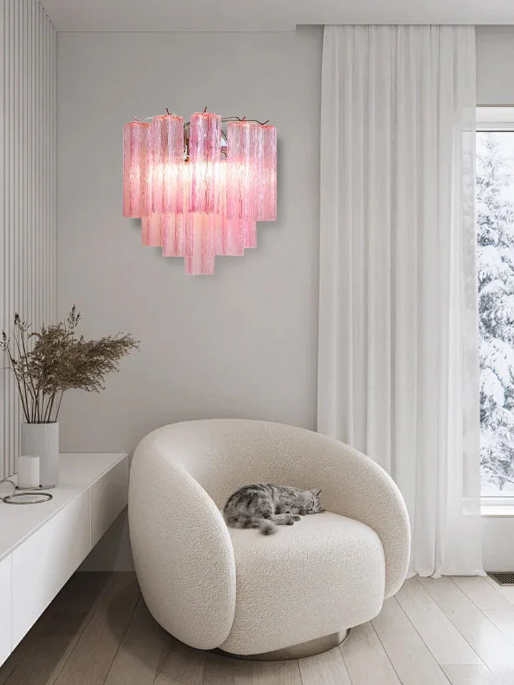 Pink Glass Wall Sconce Lamps LED - Afralia™ Modern Home Decor Aisle Hotel Light