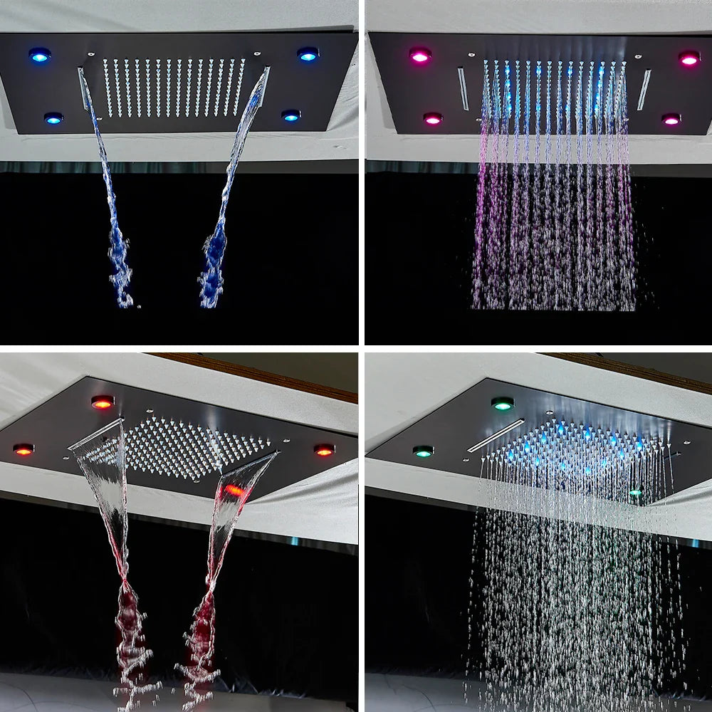Afralia™ LED Thermostatic Shower Faucet Set Rain Waterfall System with Remote Control