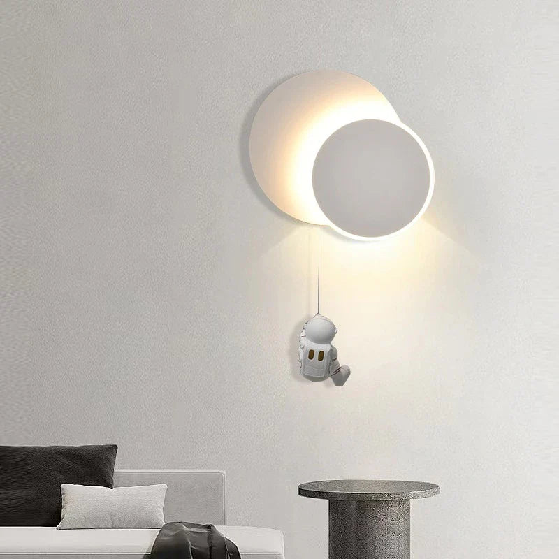 Afralia™ Astronaut Moon LED Wall Lamp for Children's Room, Living Room, Bedroom, and Corridor