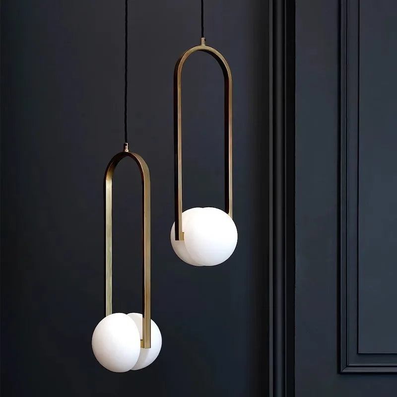 Afralia™ Golden Chandelier LED Pendant Lights Iron Glass Decorative Lighting