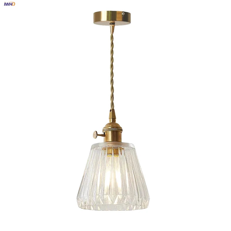 Afralia™ Clear Glass LED Pendant Light Fixture Modern Copper Knob Switch Hang Lamp