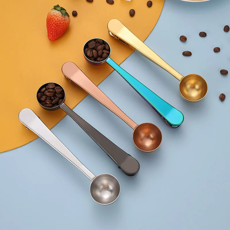 Afralia™ 2-in-1 Stainless Steel Coffee Spoon & Sealing Clip - Gold Kitchen Accessory