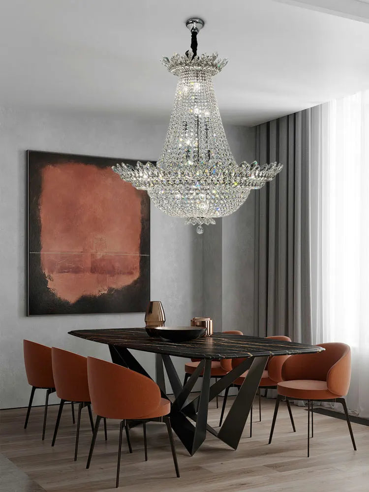 Afralia™ K9 Crystal Gold Ceiling Chandelier - Trendy Chrome Lighting