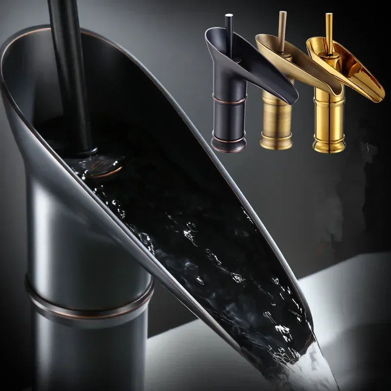 Afralia™ Wine Glass Waterfall Basin Faucet - Antique Brass Single Lever Bathroom Mixer
