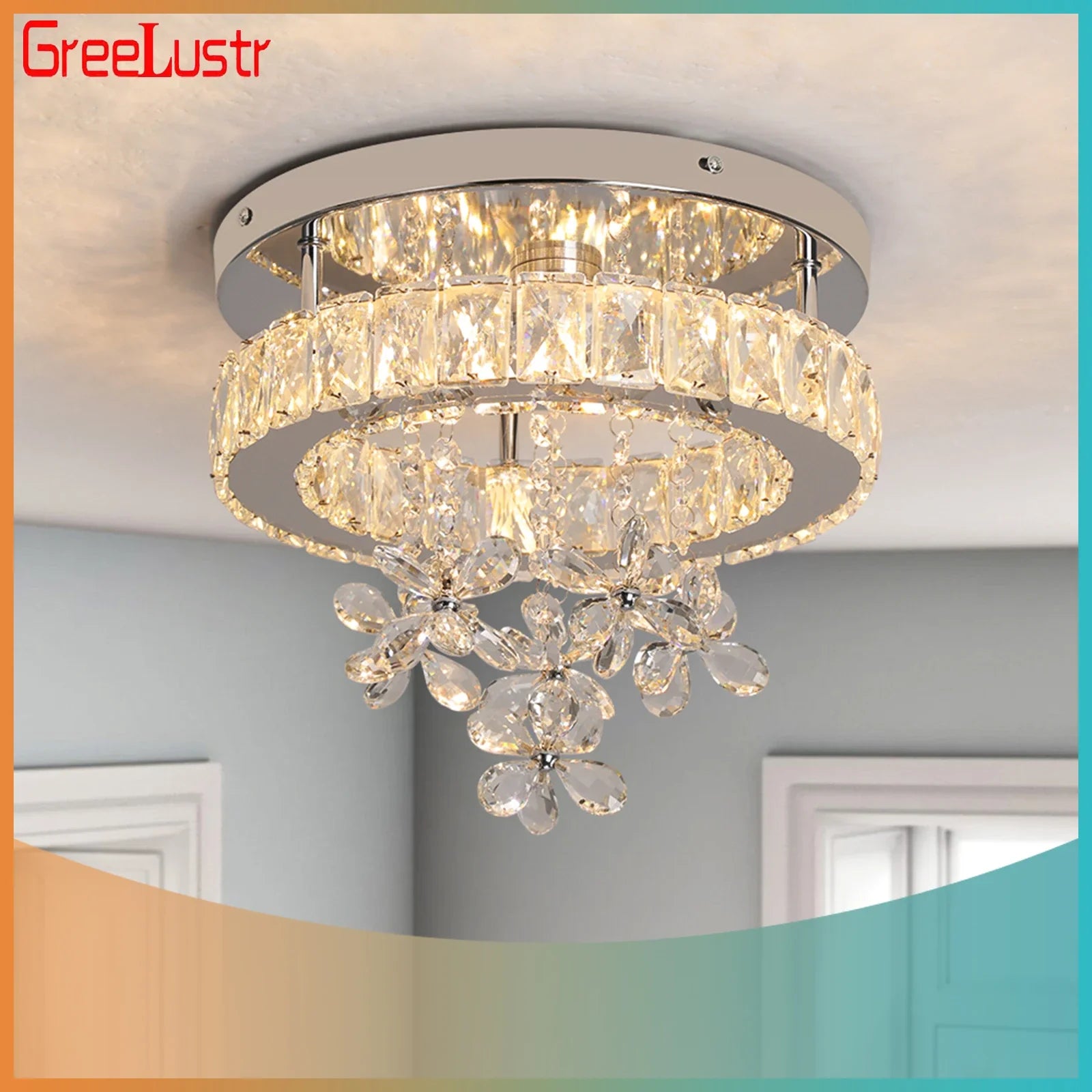 Afralia™ Crystal LED Ceiling Chandelier for Luxury Living Room Decor