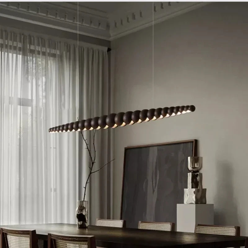 Afralia™ Solid Wood Pendant Light for Living Room Decor - Modern Linear Hanging Ceiling Light