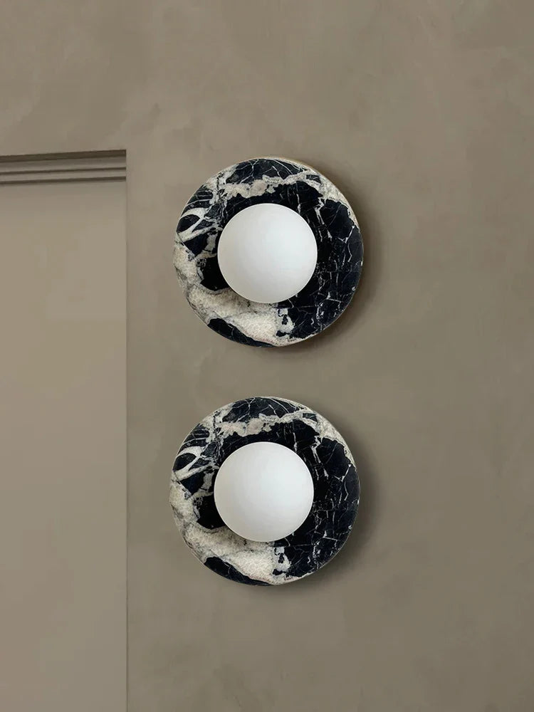 Afralia™ Marble & Jade Wall Lamp: Luxury Purple Green White Stone Mount Light