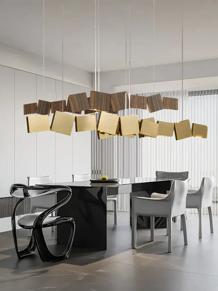 Afralia™ Stainless Steel Pendant Light, Modern Industrial Room Decor - Gold/Wood Grain