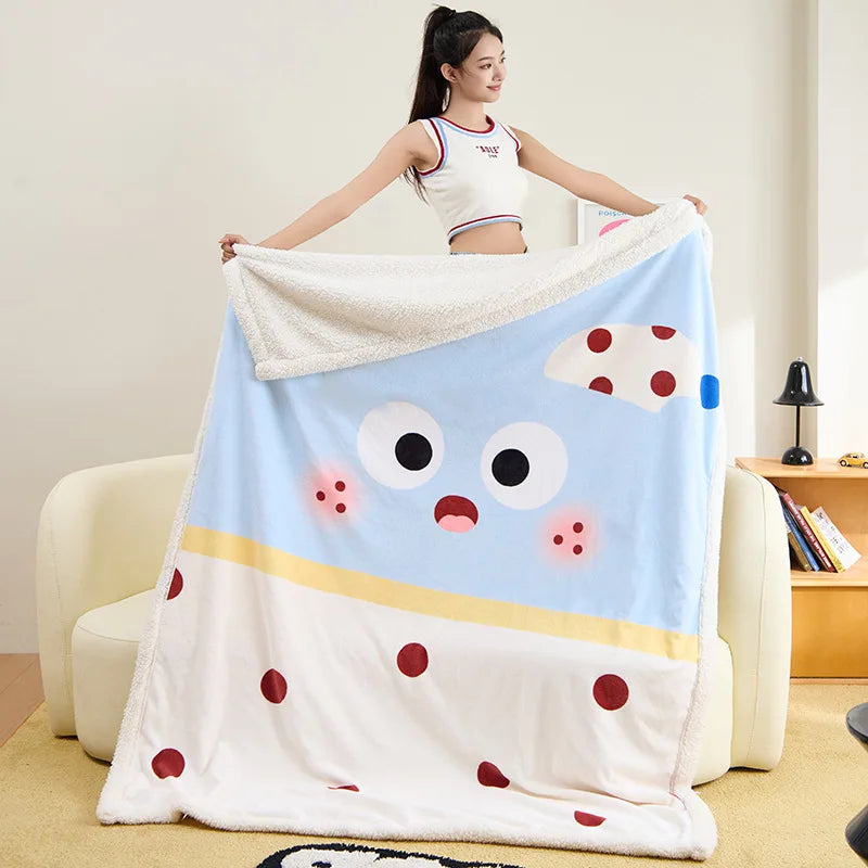 Afralia™ Lamb Fleece Cute Printed Blanket: Soft & Warm Double-Sided Throw Blanket