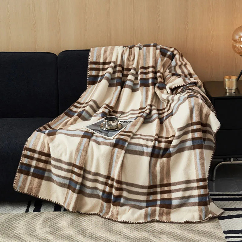 Afralia™ Luxury Faux Cashmere Sofa Blanket - Double Layered, High-End, Multifunctional Home Decor