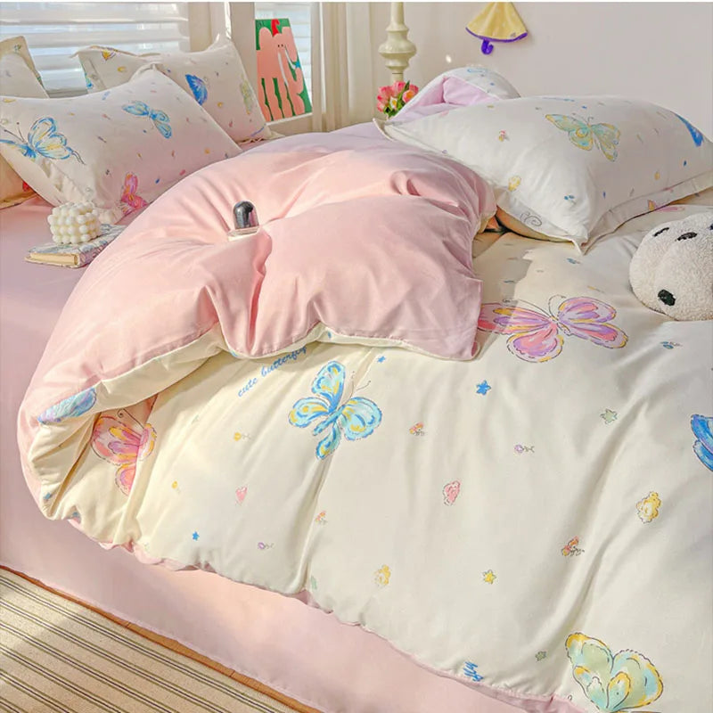 Afralia™ Cozy Cotton Bedding Set for Double Bed, Autumn Winter Duvet Cover Kit