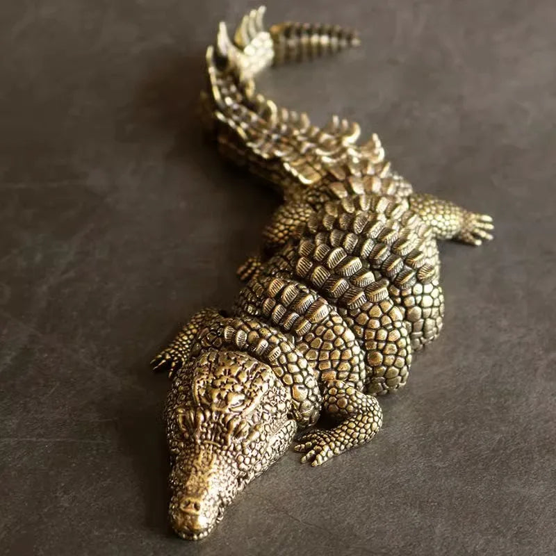 Afralia™ Brass Crocodile Sculpture: Articular Mobility Home Decor Accessory