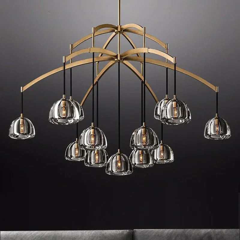 Afralia™ Black Brass Retro Crystal Copper LED Ceiling Pendant for Home Lighting
