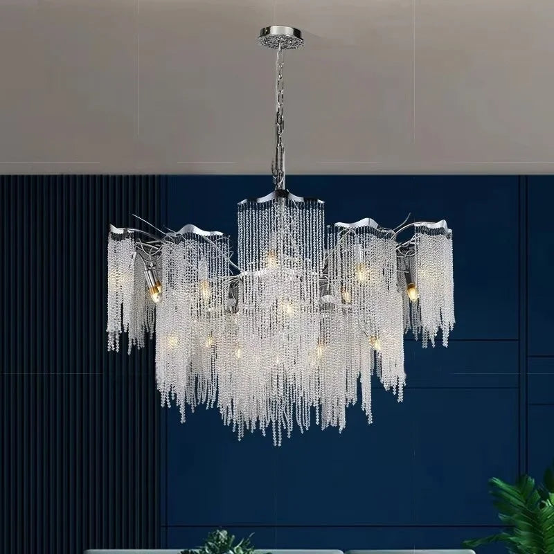 Afralia™ Crystal Tassel Pendant Light - Luxury Villa Chic for Living, Dining, Bedroom & Hotel