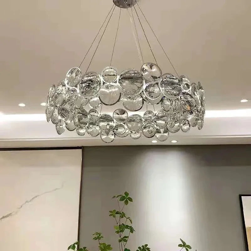 Afralia™ Crystal Ring Chandelier Chrome Ceiling Pendant Light