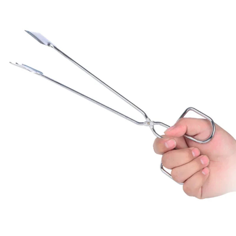 Afralia™ Stainless Steel BBQ Scissors Type Food Clip -  Outdoor Gadget