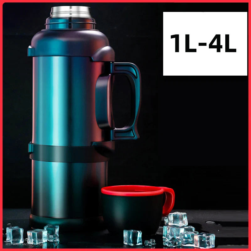 Afralia™ Stainless Steel Vacuum Flask for Travel, Hiking - Large Capacity, Leak-proof