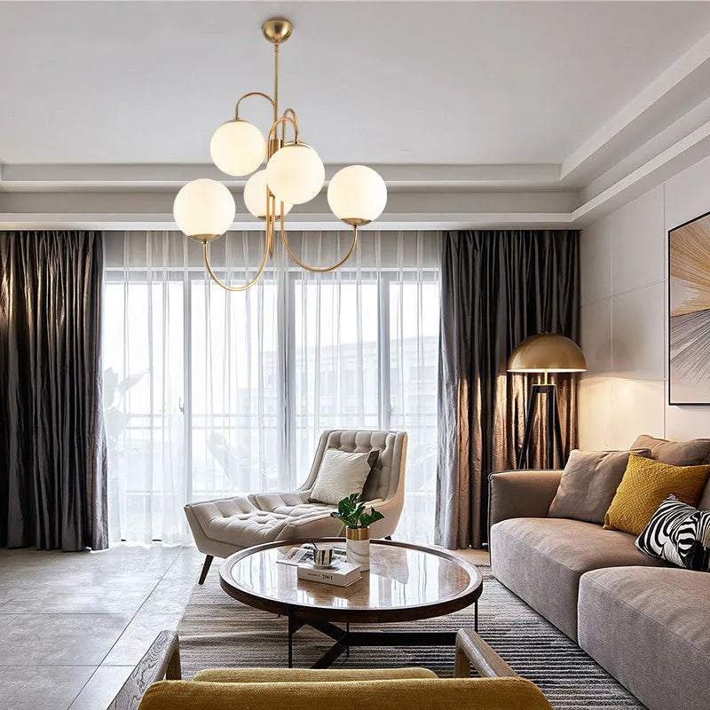 Afralia™ Glass Ball Led Pendant Chandelier for Home Decor & Kitchen Lighting