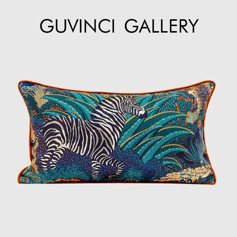 Afralia™ Zebra Jacquard Lumbar Pillowcase - H Style Jungle & Fauna Decor for Living Room