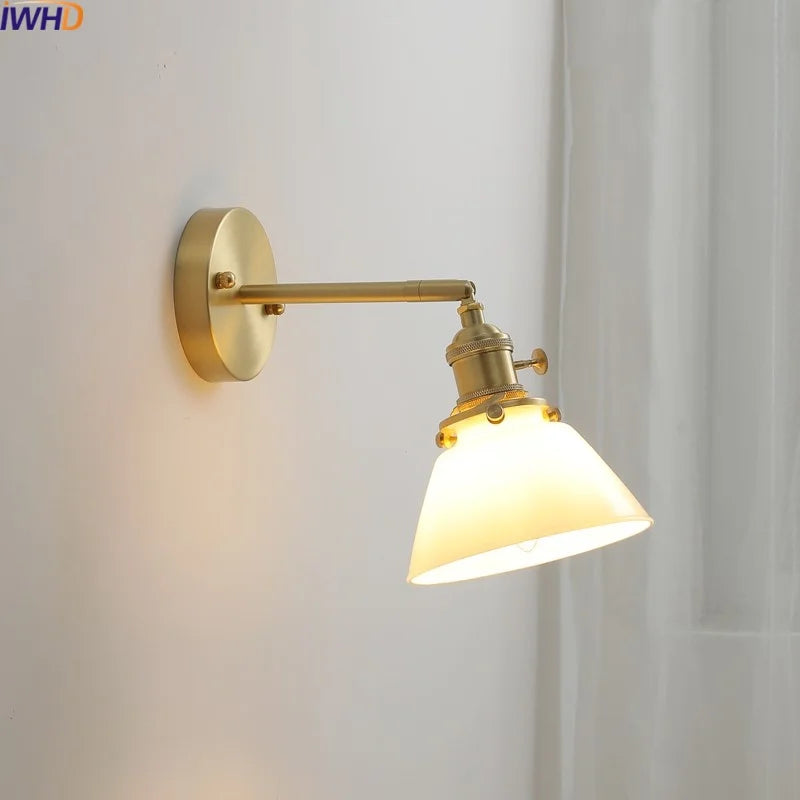 Afralia™ Glass Copper LED Wall Lights Modern Style for Indoor Bedroom Living Room