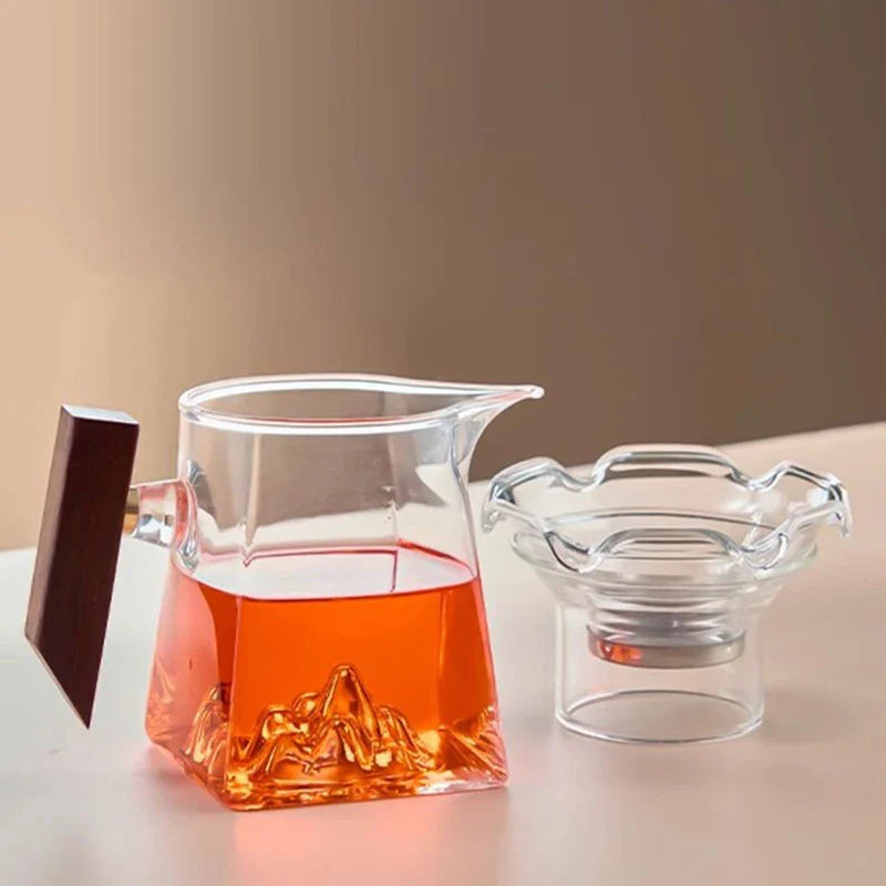Afralia™ Glass Kung Fu Tea Cup Set with Handle and Filter, 350ml