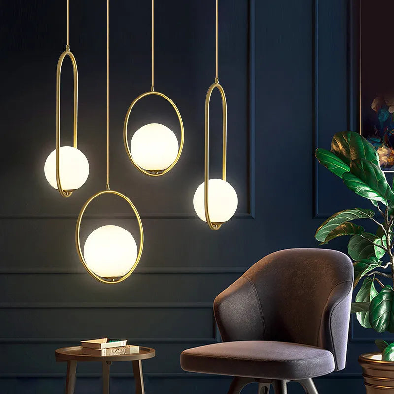 Afralia™ Glass Ball LED Chandelier - Minimalist Nordic Art for Home, Restaurant, Bar & Bedroom