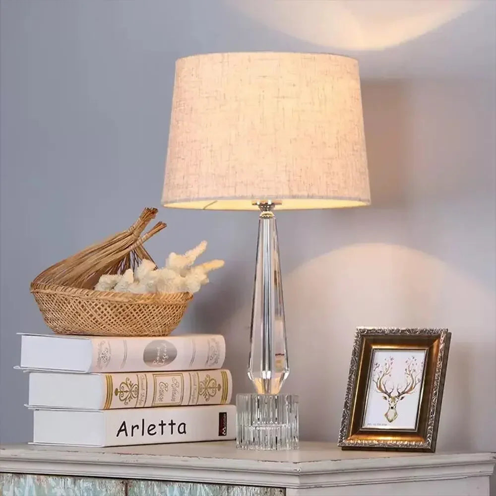 Afralia™ Crystal Table Lamp with Remote Control, LED Light for Living Room, Bedroom & Bedside