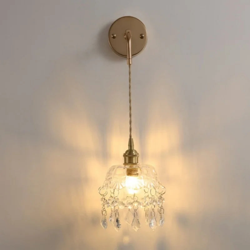 Afralia™ Clear Glass LED Wall Lamp Modern Crystal Home Decor Bathroom Mirror Light