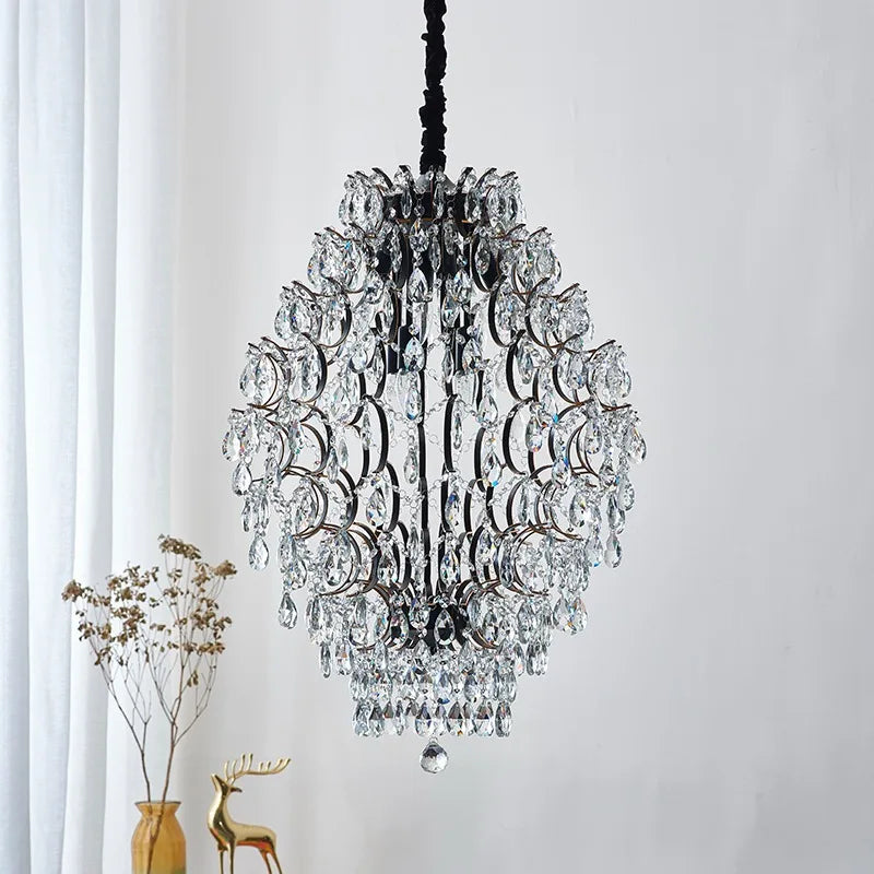 Afralia™ Iron Crystal Chandelier Pendant Light for Modern Home Decor and Coffee Bar
