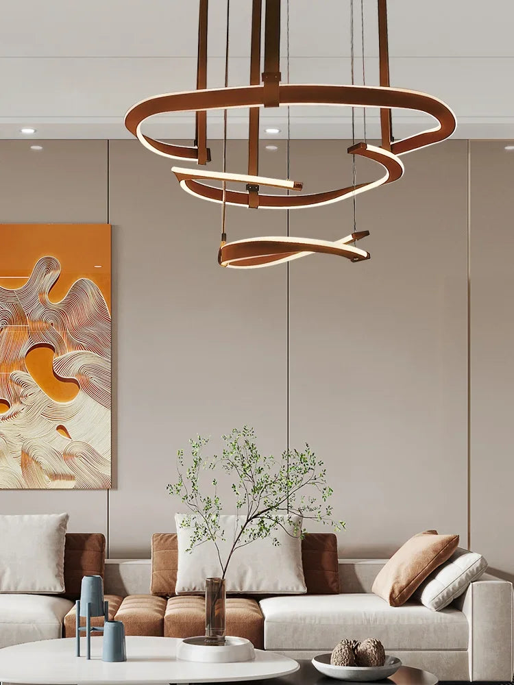 Afralia™ Modern Leather LED Chandelier Dimmable for Home Decoration Lighting Fixtures