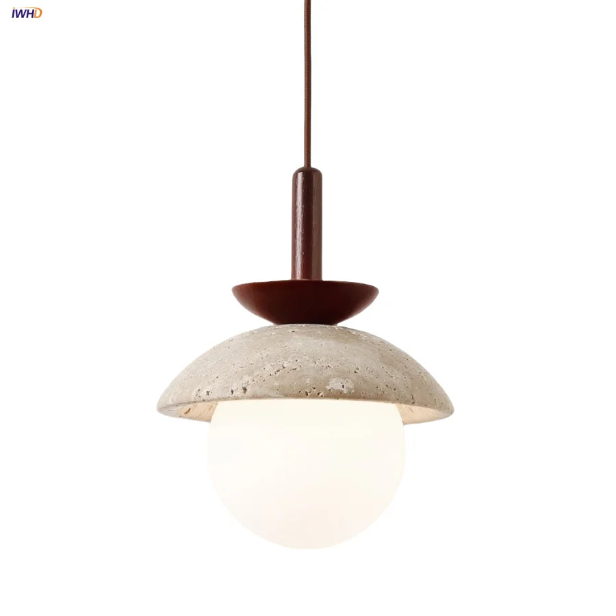 Afralia™ Yellow Travertine Stone LED Pendant Lamp - Nordic Modern Design