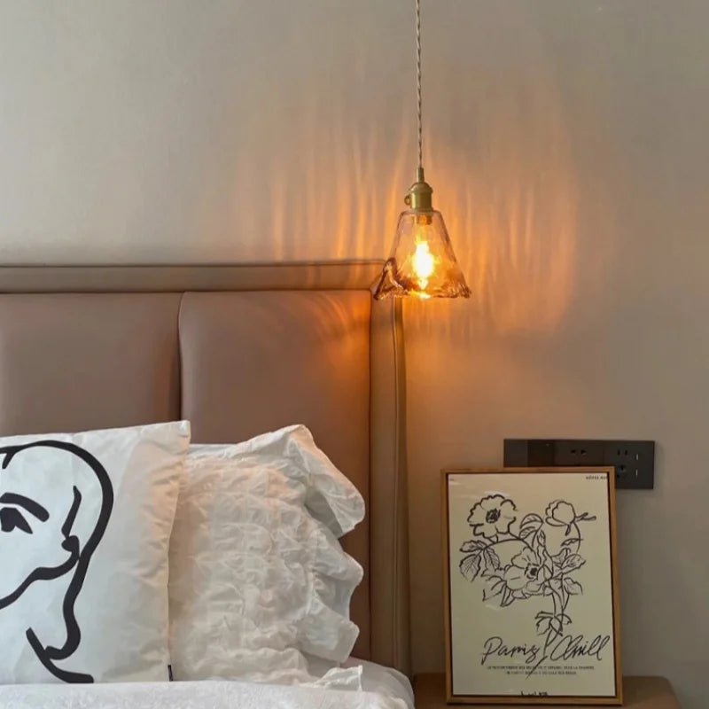 Afralia™ Vintage Glass LED Hanging Light Fixture for Home Decor and Lighting