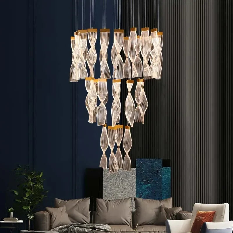 Afralia™ Luxury Acrylic LED Chandelier for Staircase Hallway and Villa