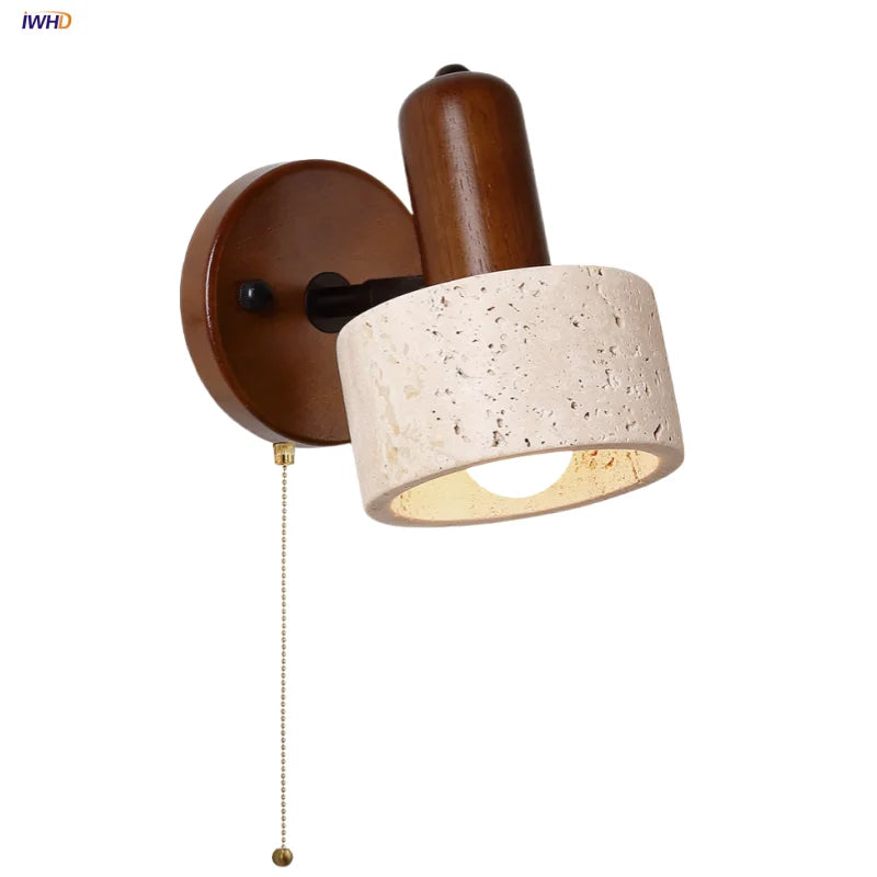 Afralia™ Yellow Cave Stone LED Wall Light Fixture with Pull Chain Switch