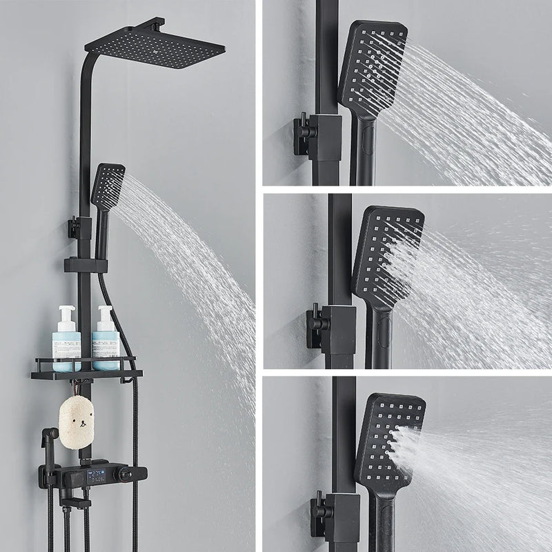 Afralia™ Smart Thermostatic Shower Faucet Set with Rack and Bidet Bath System