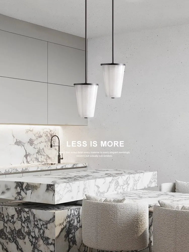 Afralia™ Modern Luxury Marble Pendant Lamp All Copper Real Marble Hanging Lamps for Dining Room