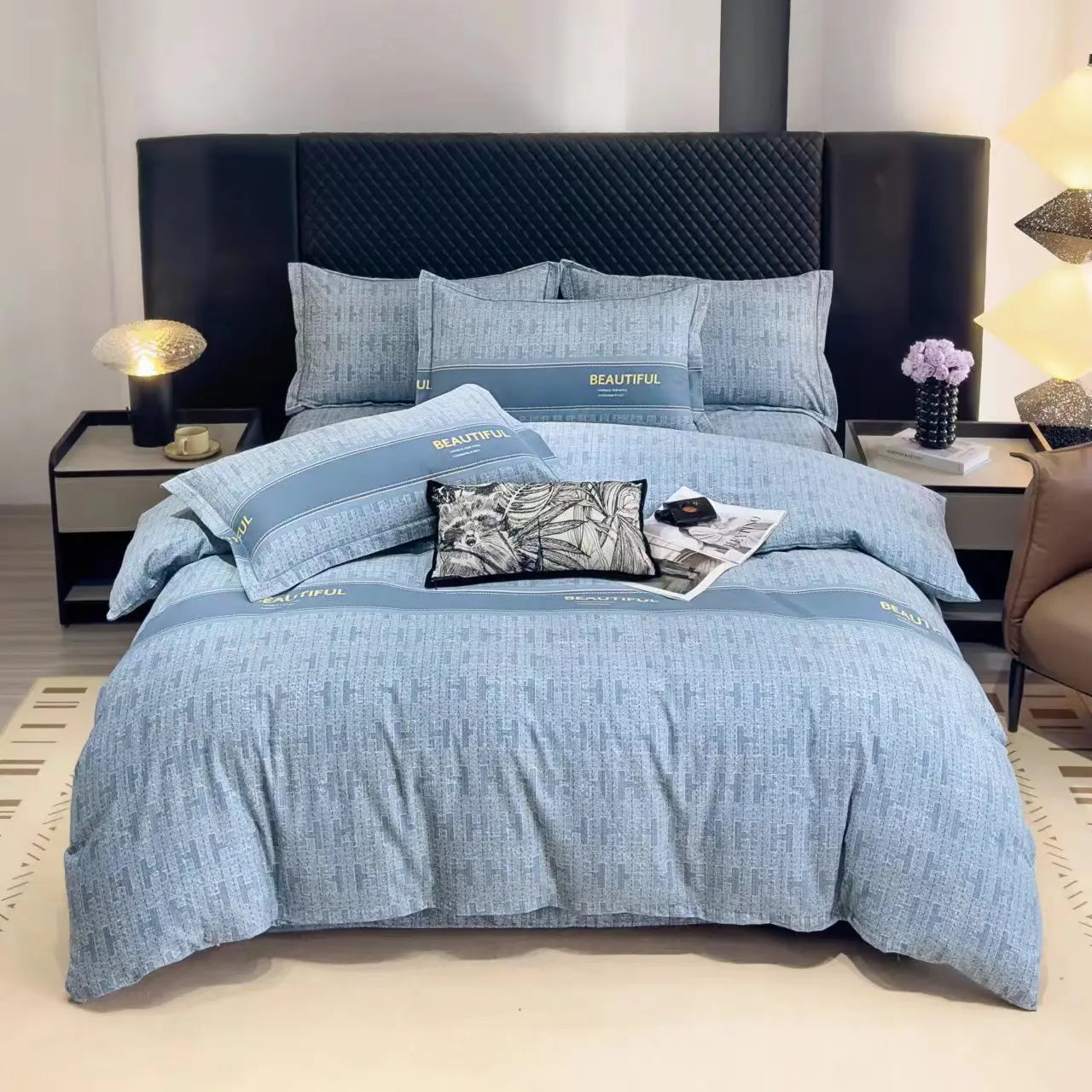 Afralia™ Luxury Cotton Printing Bedding Set - High Quality Cozy Double Quilt Cover Kit