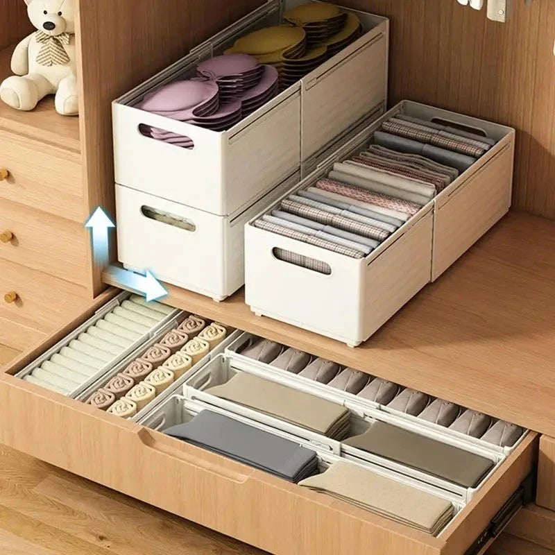 Afralia™ Telescopic Drawer Basket Storage Organizer: Bathroom, Closet, Makeup, Underwear Organization