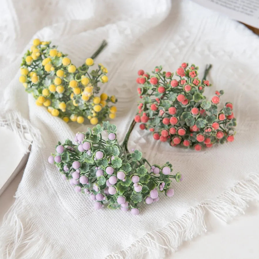 Artificial Plum Flowers Baby's Breath Garland Vase Home Wedding Decor by Afralia™