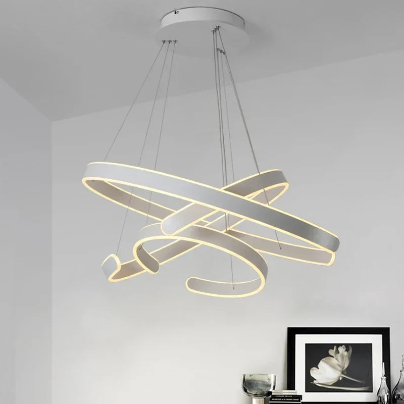 Afralia™ Geometry Circle Rings LED Ceiling Lamp