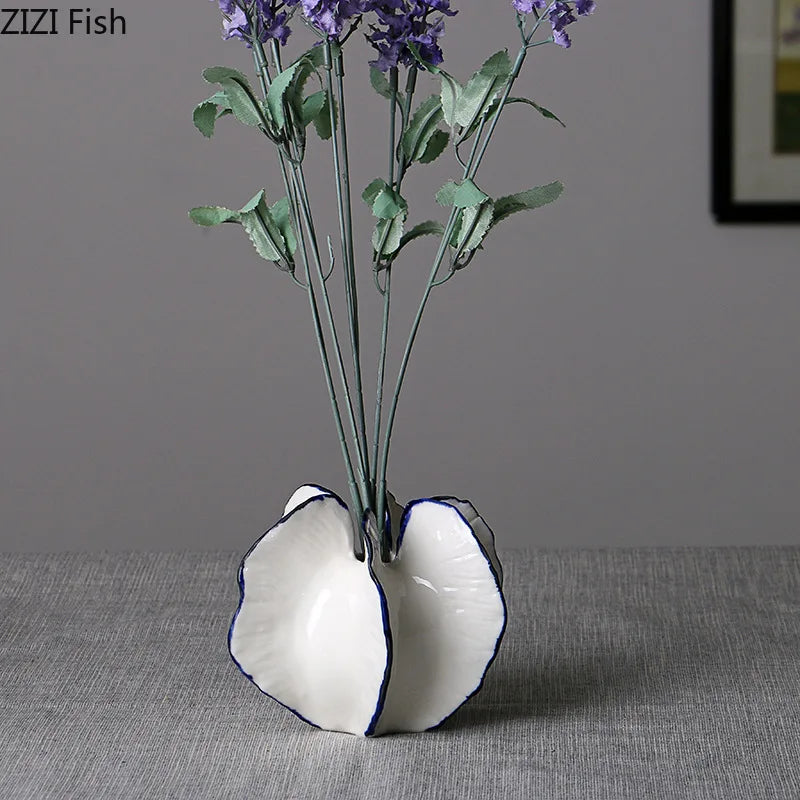 Afralia™ White Ceramic Polygon Vase for Dried Flower Arrangement & Ornaments
