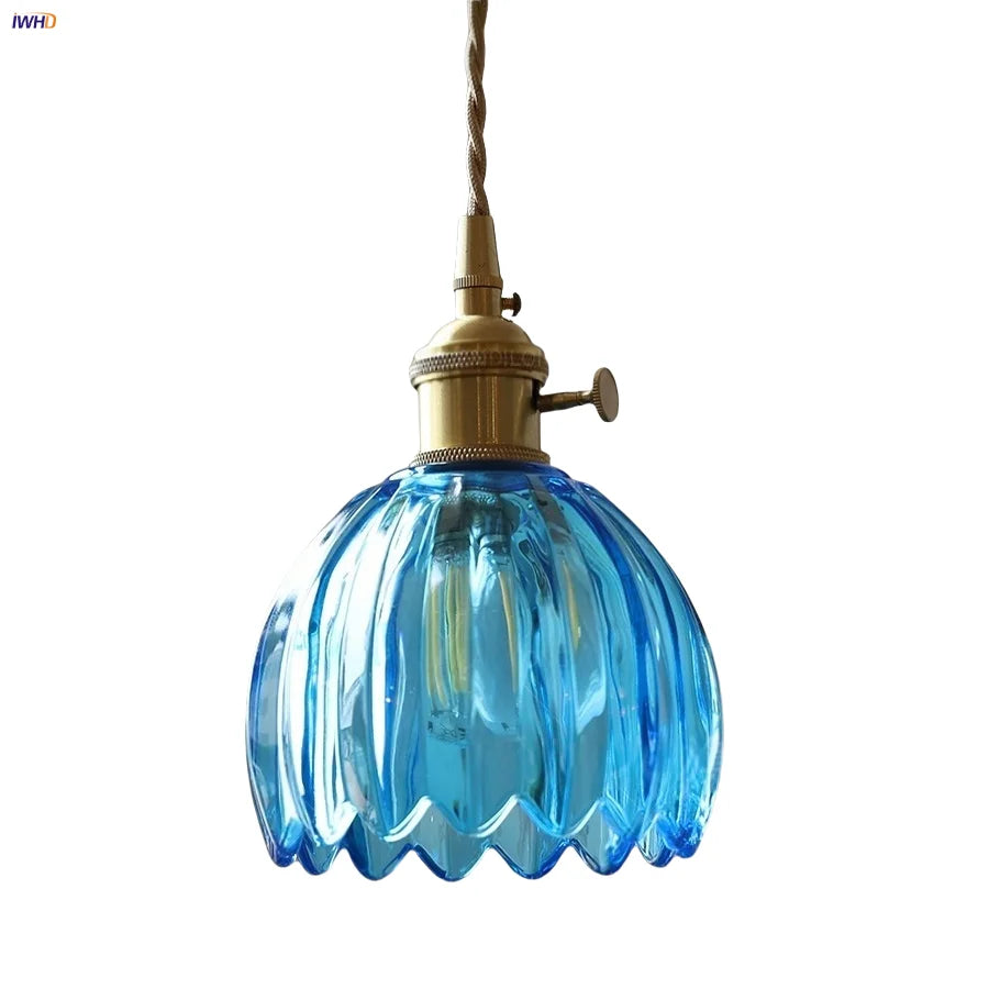 Afralia™ Blue Glass LED Pendant Light: Modern Nordic Hang Lamp for Living, Dining, Coffee Room
