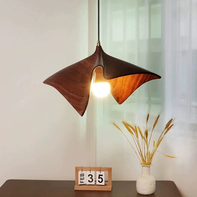 Afralia™ Retro Wood Color LED Chandelier for Restaurant Bar Dining Room