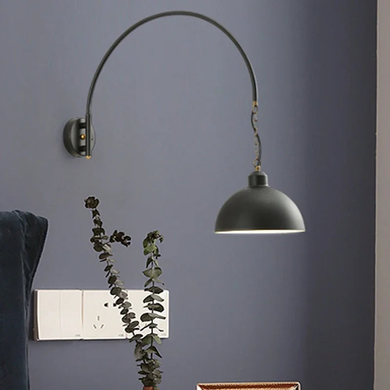 Afralia™ Long Swing Arm Wall Lamp, Industrial Vintage Living Room Light