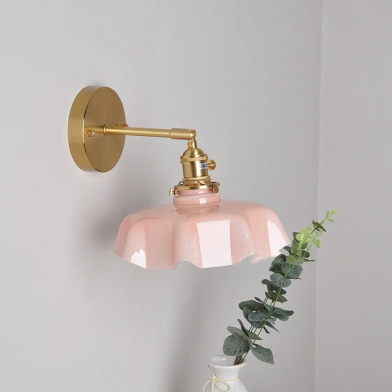 Afralia™ Nordic Glass Knob Switch LED Wall Sconce - Copper Stair Light Fixtures