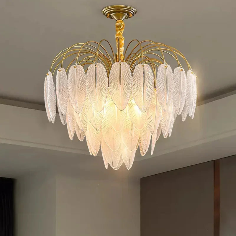 Nordic Feather Chandelier by Afralia™ - Modern LED Pendant Lamp for Home Living Room