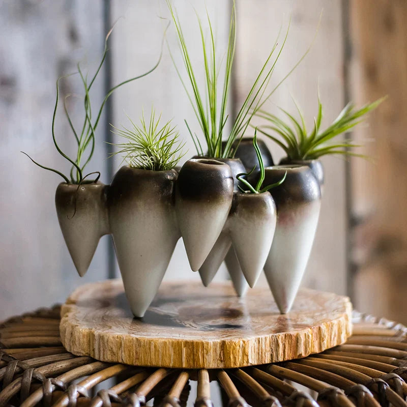 Afralia™ Abstract Tooth Ceramic Flower Pot Hanging Vase for Artistic Home Decor