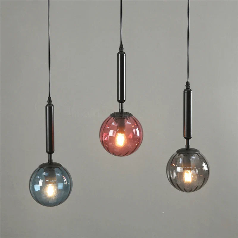 Afralia™ Glass Ball Pendant Lamp LED Hanging Light for Minimalist Living Room
