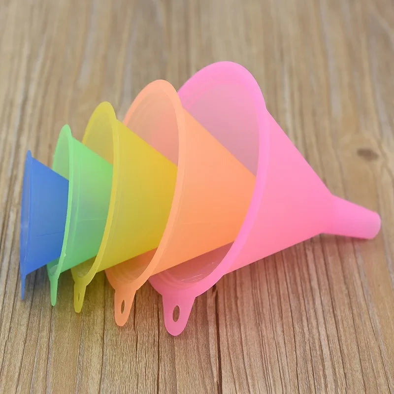Afralia™ Plastic Funnel Set - 5 Size Colorful Funnel Kit for Liquid Dispensing