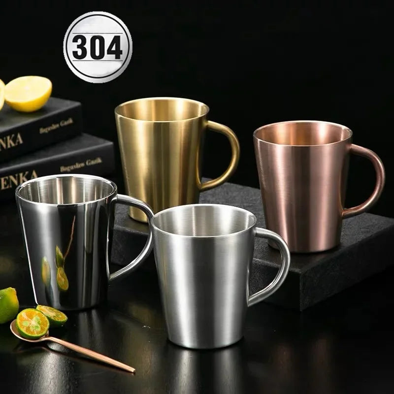 Afralia™ Double-Layer Stainless Steel Thermal Mug with Handle for Coffee and Beer